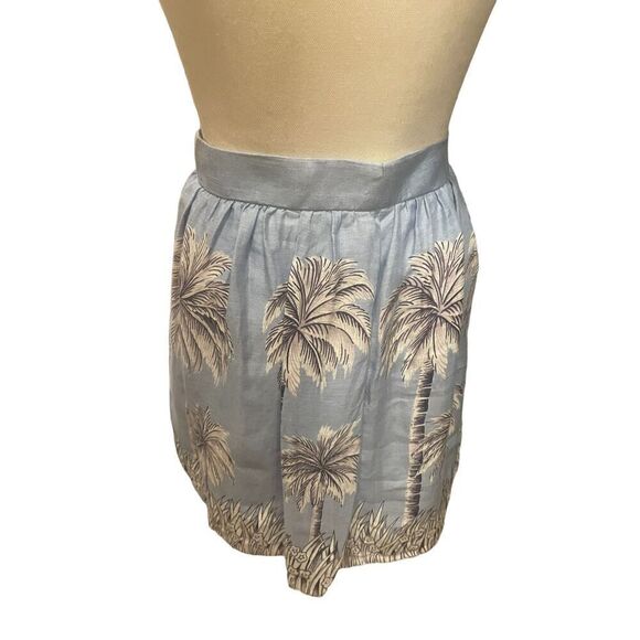JCrew Linen Palm Print Mini Skirt Blue Size 4P - Picture 1 of 11